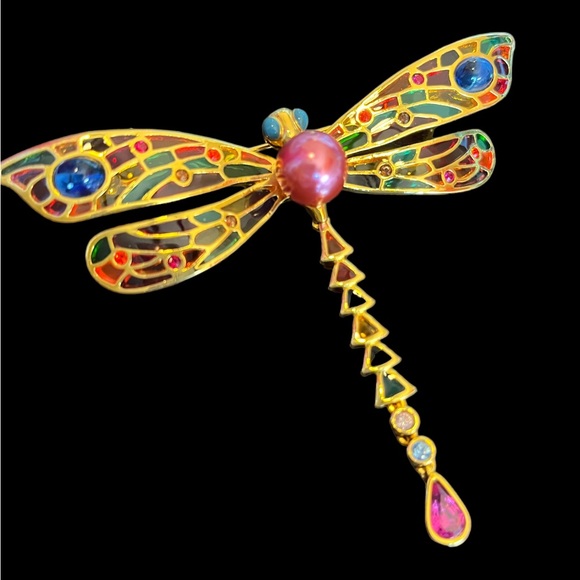 Available again!RARE Joan Rivers Mosaic EnamelDragonfly Brooch/Pin
